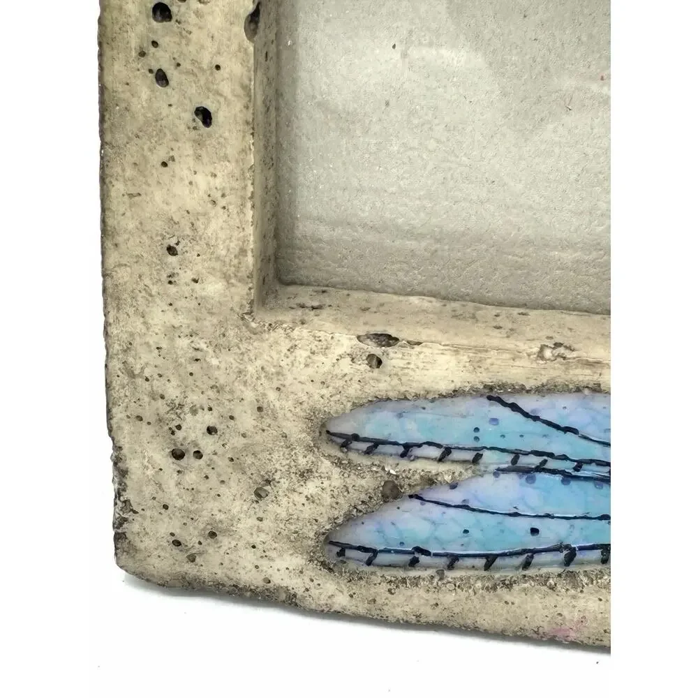 Dragonfly Double Photo Frame, Faux Stone Resin, 9x8